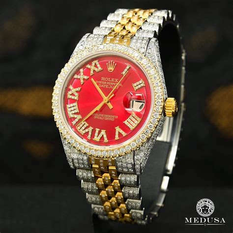 red face iced out face rolex|iced out rolex 36mm.